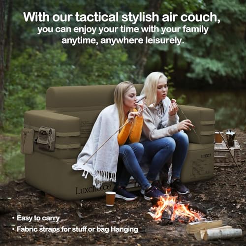 Luxchoice Inflatable Couch Multifunctional Durable Inflatable Sofa with Built in Pump Inflatable Furniture Portable Blow Up Couch for Camping Backyard Outdoor Glamping Inflatable Chair Movie Loveseat - size: Loveseat