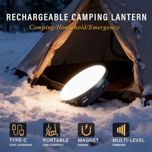 Camping Lights Tent Light 4500 Lumens 45W Rechargeable LED Lantern Magnetic Hanging, Portable USB Outdoor Canopy, Emergency Lights for Home, Lanterns for Power Outages, Ice Shanty Lights（Remote） - size: 7200mAh(remote)