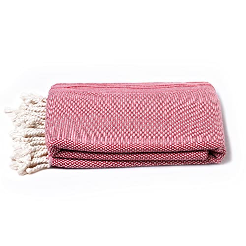 ATANI 69x35 in Oversized Turkish Beach Towel Set with Tote Bag – Quick-Dry 100% Turkish Cotton Peshtemal, Sand-Resistant, Lightweight for Shower, Travel, Pool, Yoga (Red) - color: Red + Bag, size: 35 inc x 69 inc