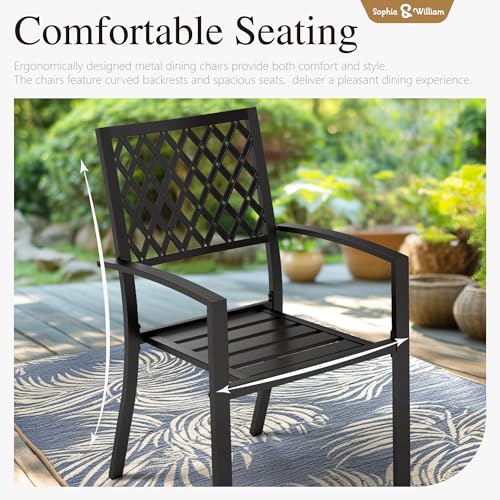 Sophia & William Patio Table and Chairs Set, Outdoor Dining Set for 4, 5 Piece Metal Patio Furniture, 37" Black Square Table(Diamond) - color: Diamond, size: 37"