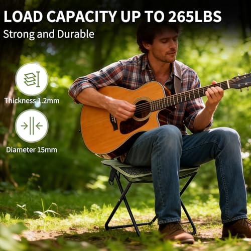Foldable Camping Stool, Portable Collapsible Chair for Adults, Folding Telescopic Stool with Carry Bag, Outdoor Ultralight Small Travel Chairs for Hiking and Fishing, Hold Up to 265 Lbs,Green - color: Green
