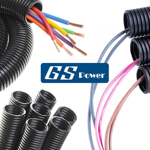 GS Power 1/2 Inch x 25ft Split Wire Loom Tubing, Split Cable Sleeve Cord Protector for Industrial Electrical Wires, Automotive Wire Cover Flexible, High Temperature Cable Conduit, Wrap - size: 1/2'' x 25 Ft
