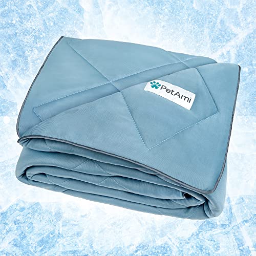 PetAmi Premium Cooling Dog Blanket | Lightweight Fluffy Pet Throw Blanket Bed Cover for Dogs, Cat, Puppies | Pet Blanket Furniture Protector Couch Sofa | Reversible Fuzzy Cozy | 29x40, Dusty Blue - color: Dusty Blue, size: Medium (29x40)