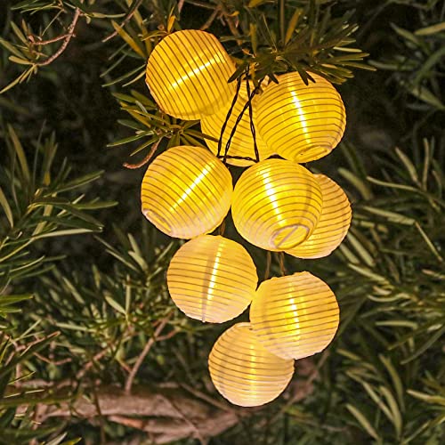 Vigdur Solar Lantern String Lights - Outdoor Paper Lantern Lights Waterproof, Outdoor Patio Light for Garden Party Camping Yard Decor, (6.6FT) - color: White Solar Lantern
