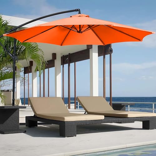 10ft Patio Umbrella Replacement Canopy 8 Ribs, Waterproof & Fade Resistant Market Umbrella Cover, Thickened Polyester Fabric for Backyard, Garden and Pool (Canopy Only) (Orange) - color: Orange
