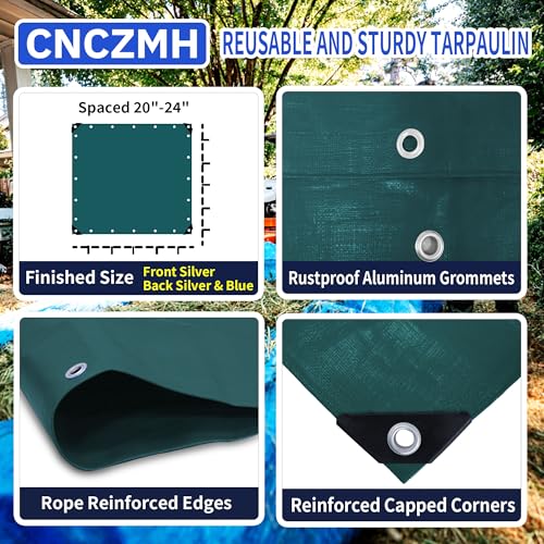 Tarp Waterproof 2.8x5 Feet 2 Pack, 8 Mil Thick Finished Size Green Poly Tarpaulin Outdoor, Metal Grommets, Reinforced Edges, Multipurpose Tarps Protective Cover for Camping Boat Plant - color: Green, size: 2.8x5ft 2 Pack