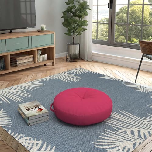 Covers & All Sunbrella Round Seat Cushion with Handle, Plush Outdoor Pillows and Chair Cushions for Home or Patio (24 x 5 Inch, Canvas Hot Pink) - color: Canvas Hot Pink, size: 24 x 5, style: Handle