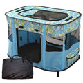 Foldable Pet Playpen, cat playpen, Puppy Play Pen for Indoors (Medium, Blue)