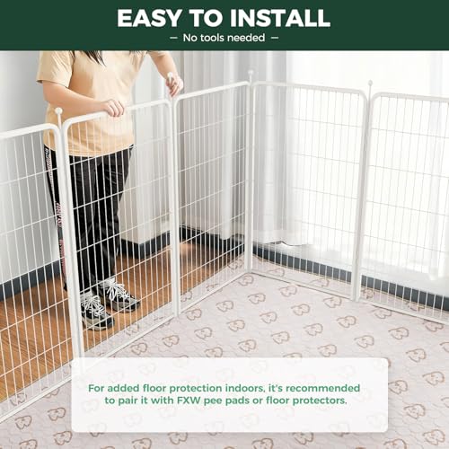 FXW Rollick Unleashed Dog Playpen for Indoor, Yard, RV Camping, 45 inch 16 Panels for Large Dogs, White│Patented - color: White, size: 45"H