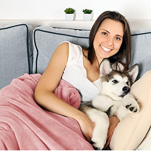 Waterproof Pet Blanket - 50x60-Inch Reversible Sherpa Fleece Throw Protects Couches, Cars, and Beds from Spills, Stains, and Fur by PETMAKER (Pink) - color: Pink, size: Small