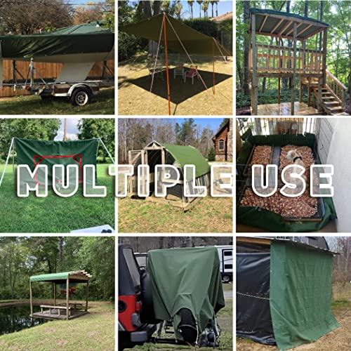 CARTMAN Finished Size 6x8 Feet Green 2PK Canvas Tarp with Rustproof Grommets, Heavy Duty Multipurpose Tarpaulin Cover for Canopy Tent, Roof, Camping, Woodpile - color: Olive Green, size: 6'x8' 2pk