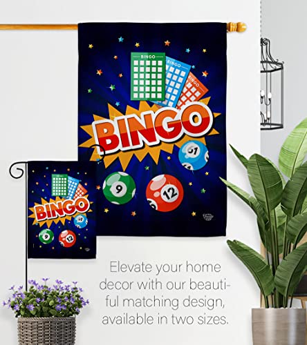 Bingo Garden House Flag Set Interests Game Bunco Night Dice Poker Hobbies Leisure Activity Decoration Banner Small Yard Gift Double-Sided, Made in USA