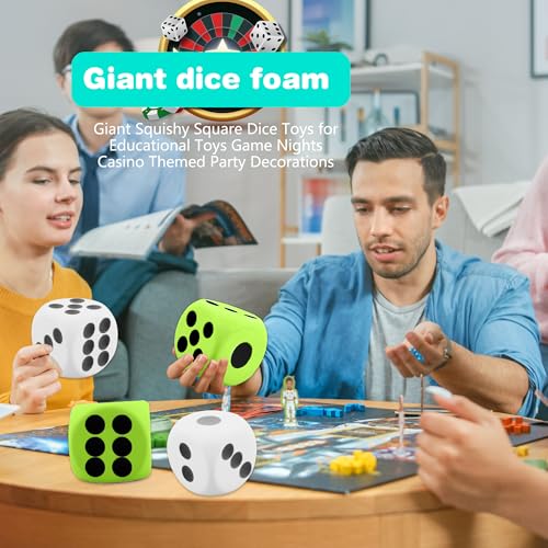 2 Pieces 6 Inches Large Foam Dice Set Giant Foam Dice Soft Dot Dice Toy for Family Educational Toys Parent Child Board Games Nights Casino Themed Party Decoration (Color Set 5) - color: Color Set 5