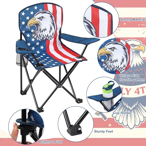 KABOER Kids Outdoor Folding Lawn and Camping Chair with Cup Holder and Carrying Bag, Children's Camping Chairs - color: National Flag