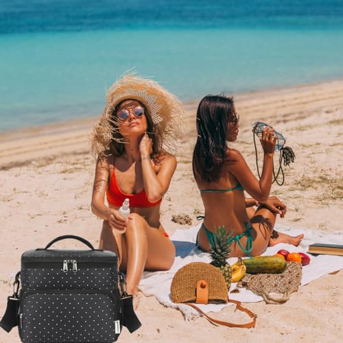 GYEUKHAM Insulated Lunch Bag for Adult/Women/Men, Reusable Large Lunch Box Cooler Soft Leakproof Tote, Thermal Meal Prep Lunch Pail with Adjustable Shoulder Strap for School/Travel/Office, Dot - color: Dot