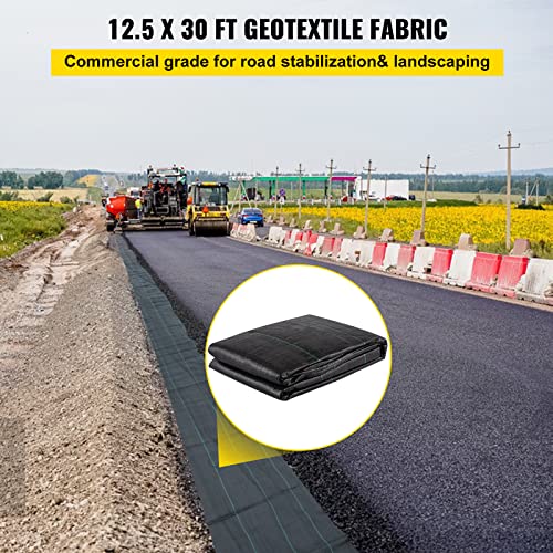VEVOR Driveway Fabric, 12.5x30ft-3.5oz Woven Landscape Fabric, Weed Fabric Barrier Heavy Duty, Garden Fabric Weed Barrier, Weed Control Fabric, Geotextile Fabric, Weed Block Gardening Mat, Landscaping - size: 12.5FT*30FT-3.5OZ, style: Woven
