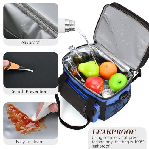 Lunch Box & Lunch Bag for Men Women, Large Insulated Adult Lunch Box, Leakproof Cooler Lunchbox with Bottle Opener for Work Picnic Beach, 16L, Sapphire Blue - color: Blue & Black