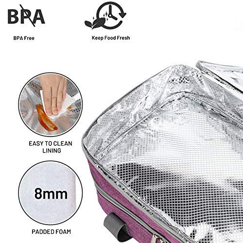 MIER Insulated Double Casserole Carrier Thermal Lunch Tote for Potluck Parties, Picnic, Beach, Fits 9 x 13 Inches Casserole Dish, Expandable by Mid Zipper, Purple - color: Purple