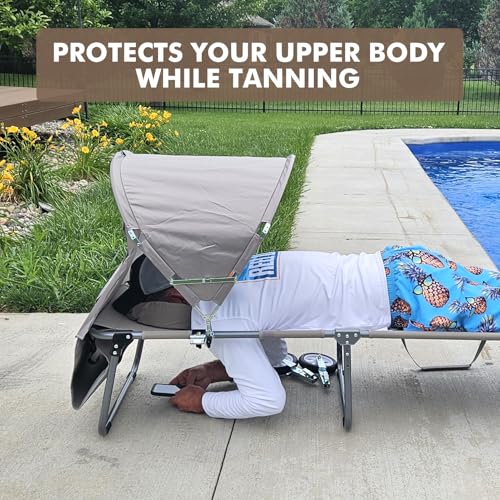 Tanning Chair with Sun Canopy Face Hole Softer Padded Adjustable Washable, Heavy Duty Layout Folding Lounge Chair for Adults Outside Beach Reading Sunbathing Poolside Lawn, UPF 50+ Sun Shade, 300 LBS - color: Beige, size: Standard Size
