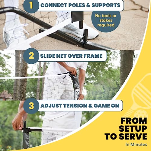 Boulder Portable Badminton Pickleball Net - Foldable/Extendable Poles for Multiple Sports Heights (UP to 5 ft) - Ideal for Tennis, Pickleball, Soccer Tennis - Easy Setup - color: 22ft Black