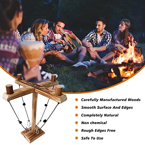 4 Player Hook and Ring Toss Battle Game - Handmade Wooden Loop Throwing Hooks for Adults, Fast-Paced Interactive Home Party Game