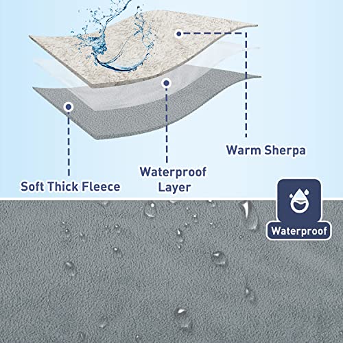 Kritter Planet Waterproof Dog Blankets for Small Dogs, Puppy Blankets for Litter, Cat Blankets for Indoor Cats Washable, Reversible Fleece Pet Mat for Crates, Car Seats, and Furniture - color: Gray/Taupe, size: 30"x25"