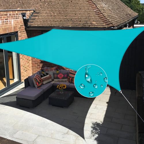 Windscreen4less 5'x7' Waterproof Sun Shade Sail Rectangle Shade Canopy Cover UV Block for Backyard Patio Deck Balcony Pergola Garden (Turquoise) - color: Turquoise, size: 5' x 7'