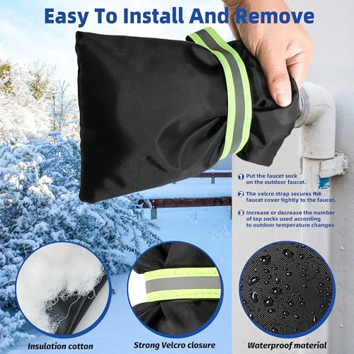 Outdoor Faucet Covers for Winter Freeze Protection 4 Pack Reusable Garden Faucet Cover Socks for Various Faucet Water Spigot Pipe Hose Bib,Waterproof Insulated Anti-Freeze Covers-Reflective Velcro - style: Reflective Velcro