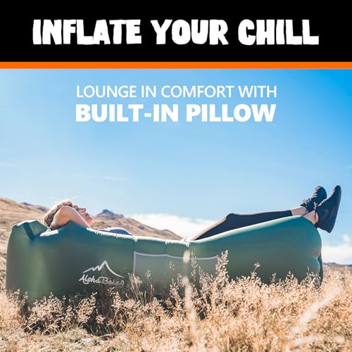 AlphaBeing Inflatable Lounger Beach Chair Accessories, Air Sofa Hammock Inflatable Couch for Camping Backyard Lakeside with Compression Sacks, Ideal Outdoor Gifts for Adults - color: MILITARY GREEN