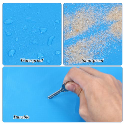 Pocket Picnic Blanket, Sandproof Lightweight Pocket Camping Tarp, 55″x 60″ Foldable & Fits into Small Bag, Waterproof Foldable Blankets Picnic Mat for Beach, Camping Grass Lawn Park Accessories (Blue)