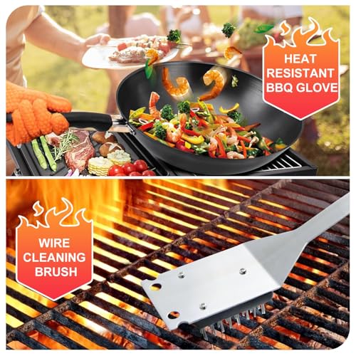 28PCS Stainless Steel BBQ Grill Accessories Set, Grilling Gifts for Men Birthday Father's Day, Portable Multifunction Grilling Utensils Tools Kit with Storage Bag for Outdoor Grill Camping BBQ Party - color: 28PCS- Complete