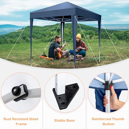 VINGLI 6.5x6.5 Pop Up Canopy Tent with Sidewalls, Outdoor Gazebo Canopy Tent, Patio Event Tents Outdoor Event Shelter for Parties (Blue) - color: Blue, size: 6.5x6.5