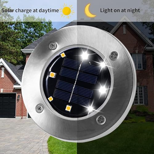 INCX 4.6 inch Solar Lights for Outside, 4 Pack Solar Light Outdoor Waterproof, Garden Lights Landscape Lighting for Lawn Yard Deck Driveway Walkway White - color: Cold, size: 4 Pack