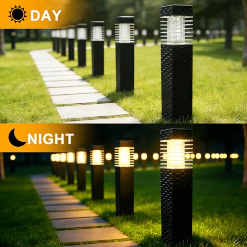 SUNNYPARK Solar Pathway Lights Outdoor, 8 Pack Rattan Pattern Solar Path Lights Waterproof, Outdoor LED Landscape Lights for Walkway, Driveway, Patio, Yard (Warm White) - color: Warm White