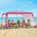 Zeraty Beach Cabana 8'×8', Portable Beach Canopy with Side Wall, UPF 50+ Silver-Coated Beach Tent Sun Shelter, Wind Resistant Adjustable Altitude Beach Umbrella Tent for Family, Pink - color: Pink