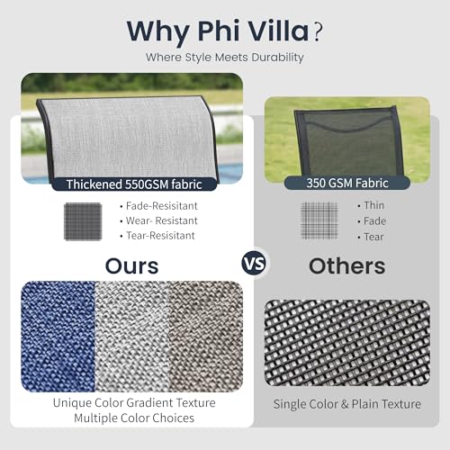 PHI VILLA 7 Piece Patio Dining Set, 6 Swivel Patio Chairs with Textilene Mesh Fabric & Rectangular Wooden-Like Dining Table(1.6" Umbrella Hole), All Weather Patio Chairs and Table Set for Deck (Grey) - color: Grey Fabric, size: 61"L x 38"W x 28"H-7 Piece-