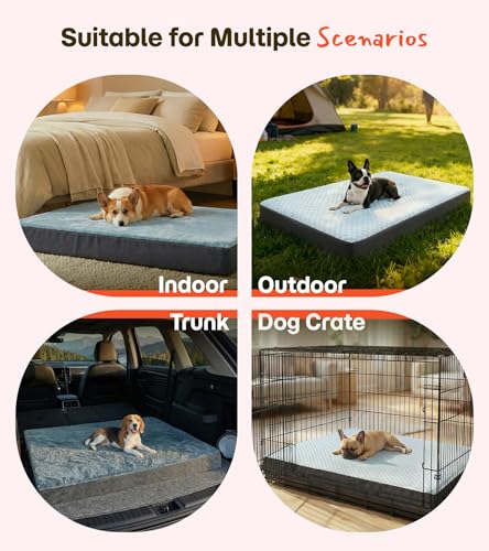 Dog Bed for Crate, Extra Large Cooling Mat for Dogs, Waterproof Dog Bed with Dual Surface Removable Washable Covers, 36 x 27 Inch Pet Bed with Egg Crate Foam - size: 36"L x 27"W x 3"Th