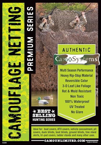 CamoSystems Reinforced Camouflage Netting | 3D Camo Nets, Waterproof & UV Protection, Silent Rip-Stop Fabric - color: Green/Brown, size: 5' x 22' (Side Cover)