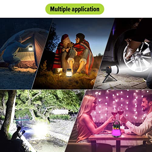 LED Camping Lantern, 1500 Lumens Camping Lantern Rechargeable with Solar Panel Charging, Waterproof, 8 Light Modes, 7500mAh Power Bank, Camping Flashlight for Hurricane Emergency, Hiking, Outdoor - size: Orange&Black