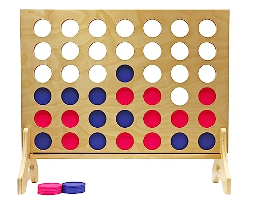 Tailgating Pros Premium Giant Four in a Row with Carrying Case - Jumbo Oversized Outdoor Yard Game - Connect Multiple Pucks in a Row to Win - Many Puck Colors Available! - color: Blue / Pink
