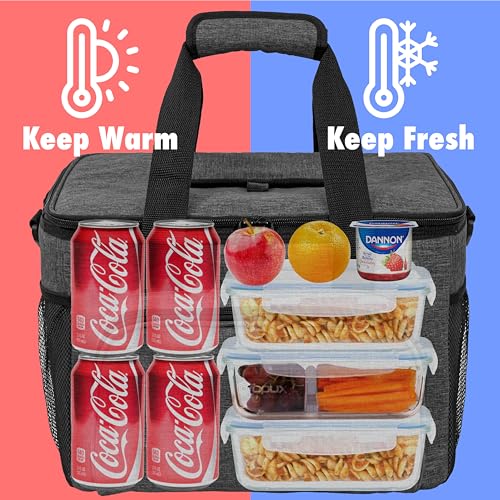 OPUX Soft Cooler Bag, Insulated Collapsible Lunch Cooler Tote for Men Work Camping Beach Travel, Portable Soft Sided Leakproof Waterproof Large Lunch Bag Box with Shoulder Strap 40 Cans, Charcoal Gray - color: Charcoal, size: 40 Cans