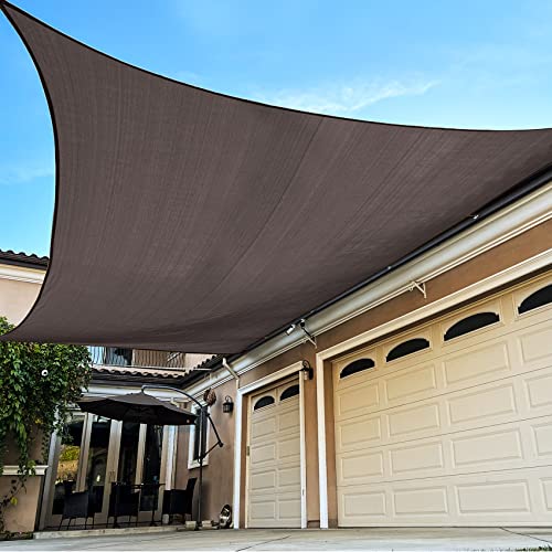 Rectangle Sun Shade Sail Canopy, 8' x 10' Patio Shade Cloth Outdoor Cover - Sunshade Fabric Awning Shelter for Pergola Backyard Garden Carport (Brown) - color: Brown, size: 8' x 10' Rectangle