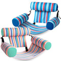 SLOOSH Inflatable Pool Floats Adult,2 Packs Floating Lounge Chairs,Blow up Pool Noodles for Adult Heavy Duty,Floating Chair for Party Summer Water Beach Lake Fun - style: Stripes-Blue,Light Green