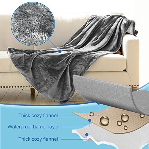 Queen Size Waterproof Blanket – Stain-Proof, Spill-Proof Flannel Blanket for Bed, Couch, Kids & Pets Protection, Reversible Splash-Proof Design (Moon Grey & Starlit Grey, 80x90”) - color: Moon Grey & Starlit Grey, size: Queen