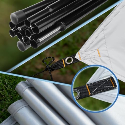 12X14FT Camping Tarp with 2 Poles, UV UPF50+ Lightweight Car Awning Sun Shelter, PU3000 Waterproof Tarp for Camping, Hiking and Backpacking Trips - color: Light Green