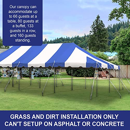 Party Tents Direct 20 x 40 Weekender Pole Tent with Sidewalls, Heavy Duty Waterproof PVC Blue and White Canopy, Easy Up Outdoor Event Pavilion Gazebo for Weddings, Parties, Graduations, and Banquets - color: Blue, size: 20' x 40'