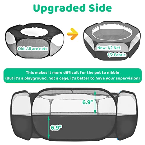 Amakunft Small Animal Pop-Up Playpen with Mesh Cover, 47'' x 23.6'' x 15'' Chicken Brooder Box, Play Pen Indoor Outdoor for Guinea Pigs, Bunny, Rabbits, Ferrets, Chinchillas, Kittens - color: black