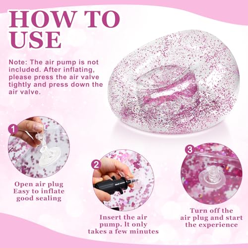 Realspring Inflatable Bean Bag Chair for Adult Bean Bag Sofa Chair Blow up Inflatable Furniture for Outdoor Living Room Bedroom Balcony Travel Party Gift Accessories(Pink Glitter,2 Pcs) - color: Pink Glitter