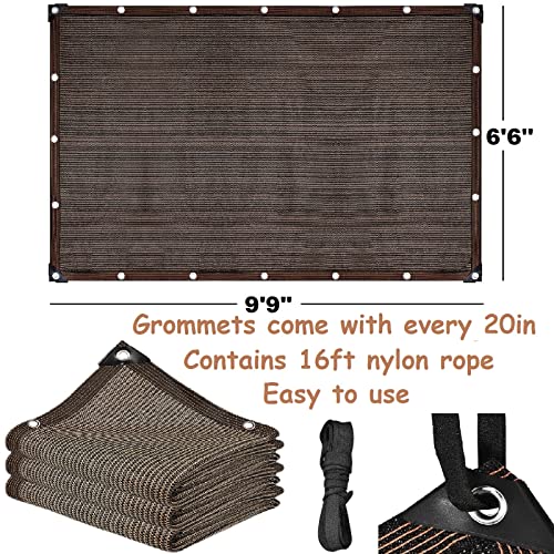 Shade Sail Sun Shade Cloth 6'6"x9'9" Rectangle Outdoor Canopy Outside Sunshade Awning Cover Privacy Screen Net UV Block for Patio Pergola Gazebo Porch Backyard Lawn Garden Outdoor Activities - color: Coffee, size: 6'6"x9'9"