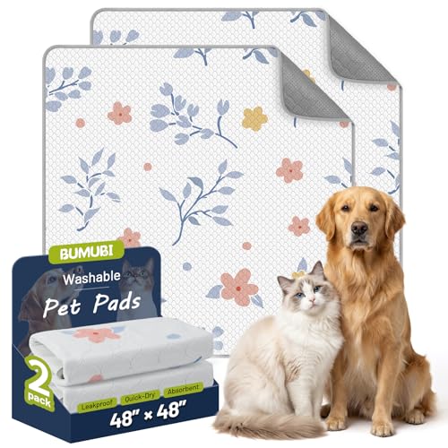 Washable Dog Pee Pads - Absorbent Reusable Puppy Training Pads, Waterproof Leak - Proof & Non - Slip for Crate Whelping Potty Training 48x48 (Pack of 2) - color: Light Gray Multicolor, size: 48x48in(Pack of 2)